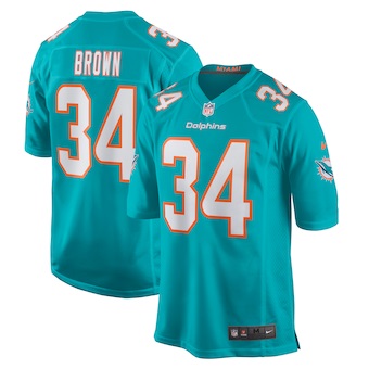 mens nike malcolm brown aqua miami dolphins game jersey